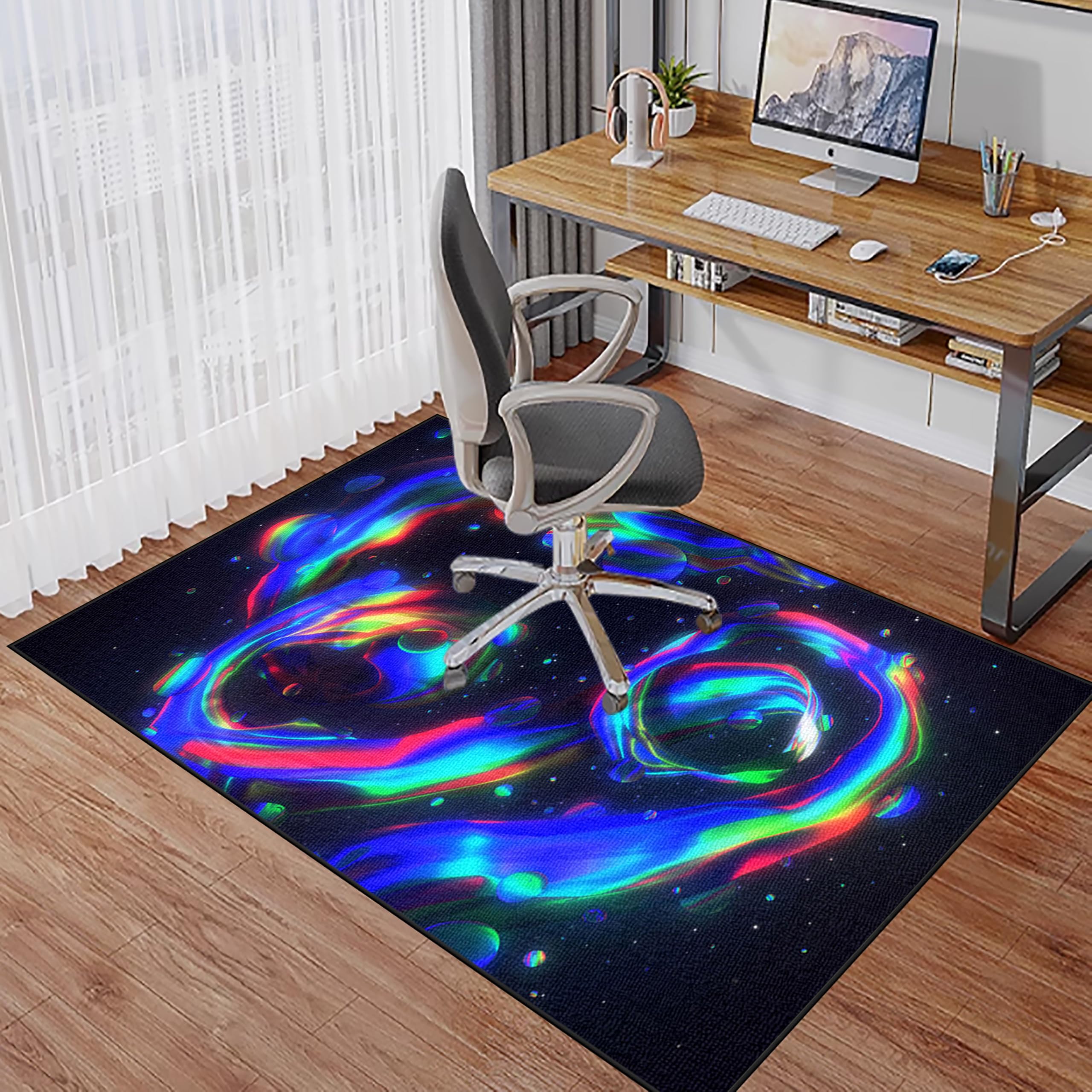 Tappeto Sedia Gaming Tappeto Salvapavimento Antiscivolo Tappetino per Sedia da Ufficio Tappeto per Sedia con Ruote Tappetino Sedia da Gaming Multiuso Tappeto sotto Scrivania 60 x 70 cm