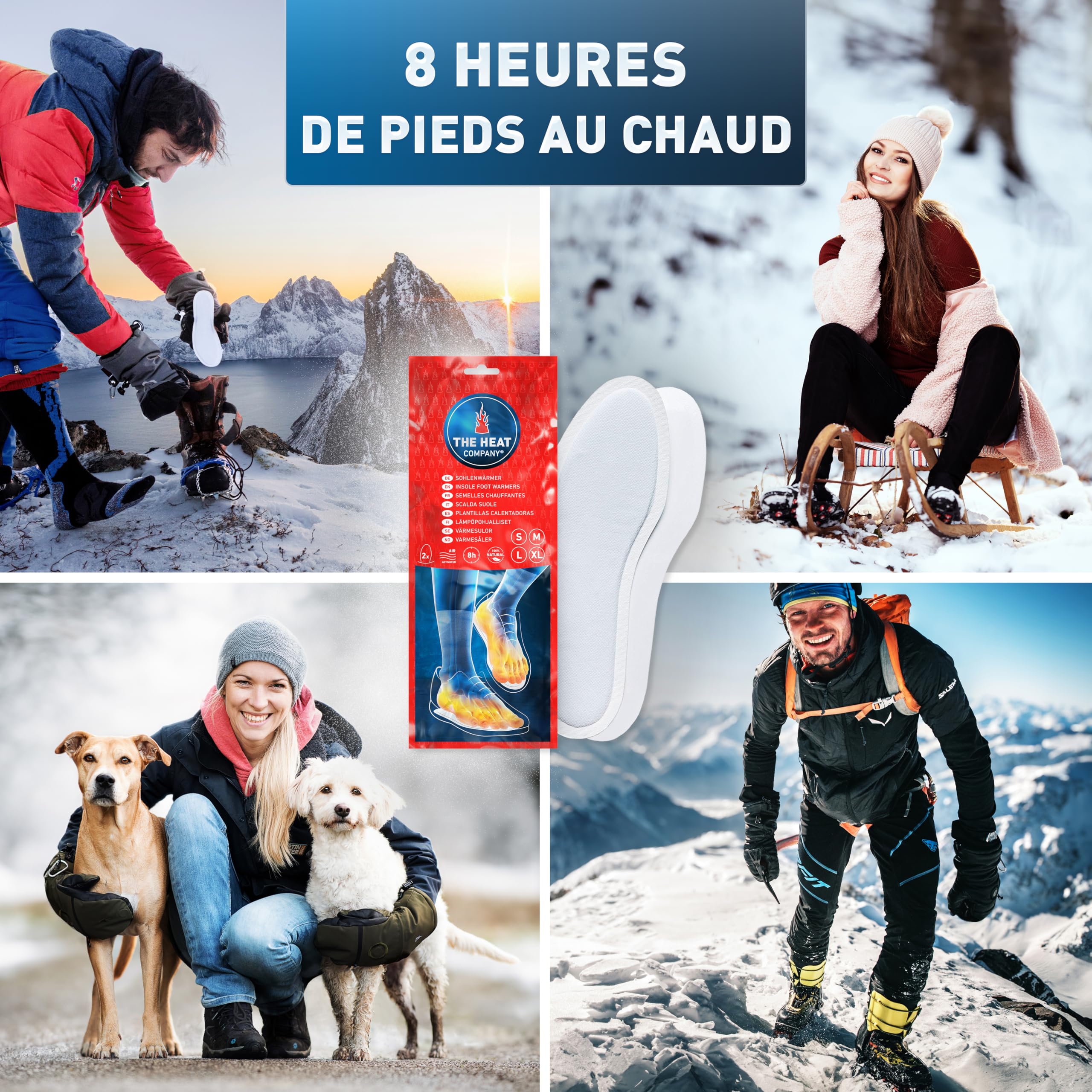 THE HEAT COMPANY Semelles Chauffantes - Extra Chaud - 8 Heures de Chaleur - Chaleur immédiate - autochauffante - purement Naturel – Small, Medium, Large, X-Large - 5, 10 ou 30 Paires