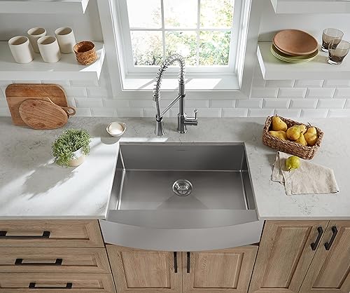 Miniatura 5 de American Standard 18SB.9302200A.075 - Fregadero con delantal Pekoe de 30 x 22 pulgadas con rejilla y drenaje, acero inoxidable