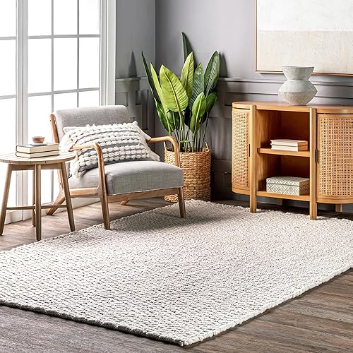 nuLOOM Glendora Hand Woven Chevron Area Rug, 9x12, Ivory