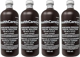 Hydrogen Peroxide 3% USP 500ml (4 Pack) - Total Antiseptic, Cleaner Sterilization Solution, Skin Disinfectant