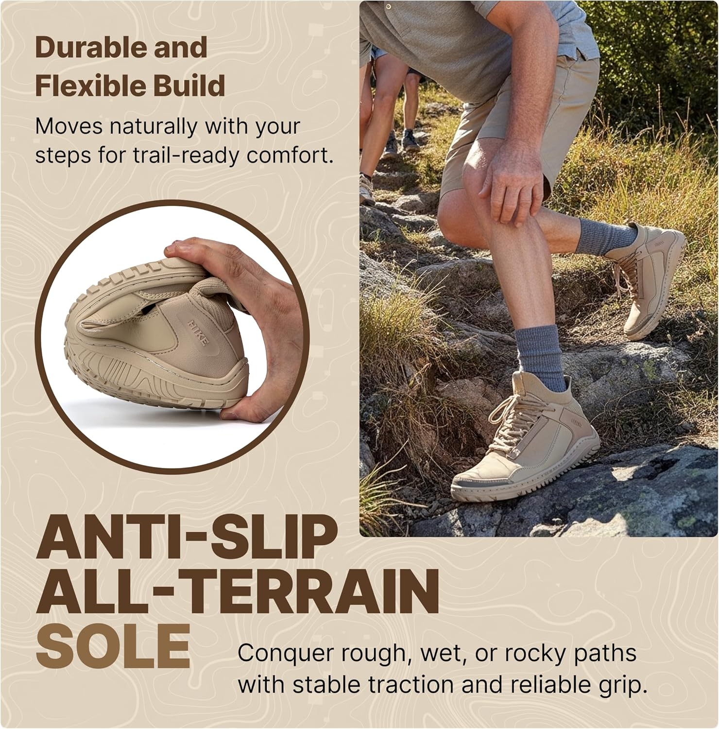 Hike Avara Trek Barefoot Hiking Shoes – Non-Slip & Trail-Grip Hiking Boots for Women Men | Zero-Drop Minimalist Outdoor Shoes with High-Cut Ankle Support for Trekking, Camping & Mountain Trails - Image 4