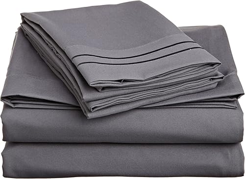 Miniatura 2 de Cathay Home Juego de sábanas de microfibra suave de lujo con fundas de almohada bordadas, Queen, camello