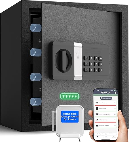 Miniatura 21 de FORFEND - Caja fuerte inteligente para el hogar, desbloqueo/alarma de la aplicación de caja fuerte WiFi, comando de voz, alarma de secuestro, Código