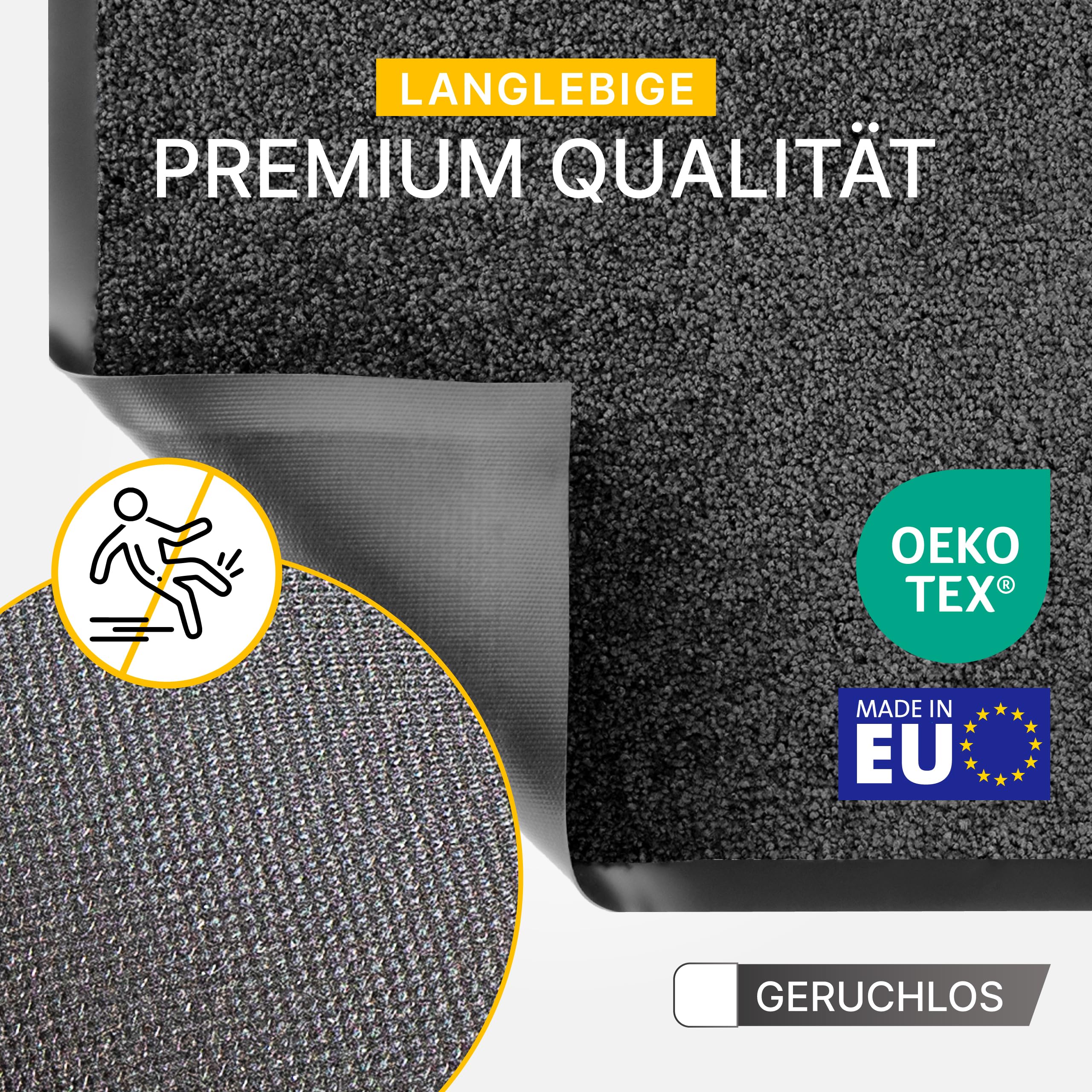 Entrando Felpudo Entrada XL 90x120 cm, Tono Oscuro versátil – Lavable y Antideslizante, Ideal para oficinas y consultas (Antracita)