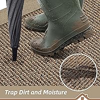 Vista 3 de BEQHAUSE Tapete para puerta interior de 20 x 32 pulgadas, tapete antideslizante para entrada, lavable, resistente a la suciedad, tapete