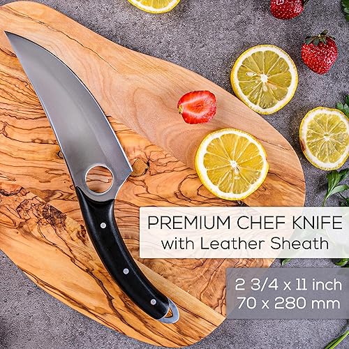 Miniatura 5 de Crystalia Cuchillo de chefs cuchillo de carnicero hecho a mano para cortar carne cuchillo de deshuesar forjado a mano con funda cuchillos vikingos