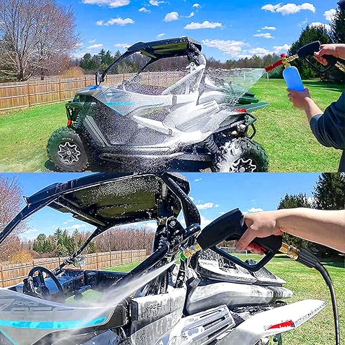 Miniatura 2 de YAMATIC Pistola de lavado a presión corta con cañón de espuma, MAX 4500 PSI Kit de pistola de espuma para lavado de autos, adaptador M22-0.551 in y