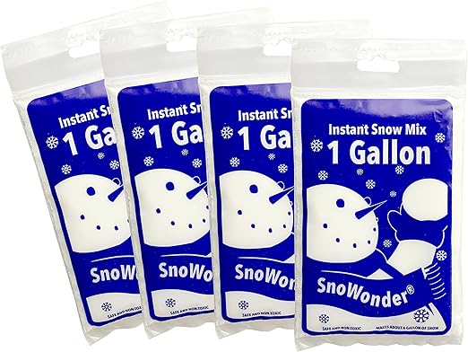 SNOWONDER Instant Snow Fake Artificial Snow, Also Great for Making Cloud Slime - Mix Makes 4 Gallons of Fake Snow