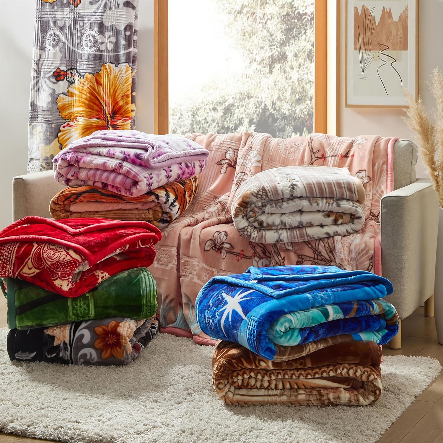 Nestl Korean Mink Blanket Queen Size - 9 Lbs Velvet Fleece Korean Blanket - 2 Ply Warm & Thick Winter Blanket - Wrinkle & Fade Resistant - 79 x 94 Inches (Beige) - Image 8