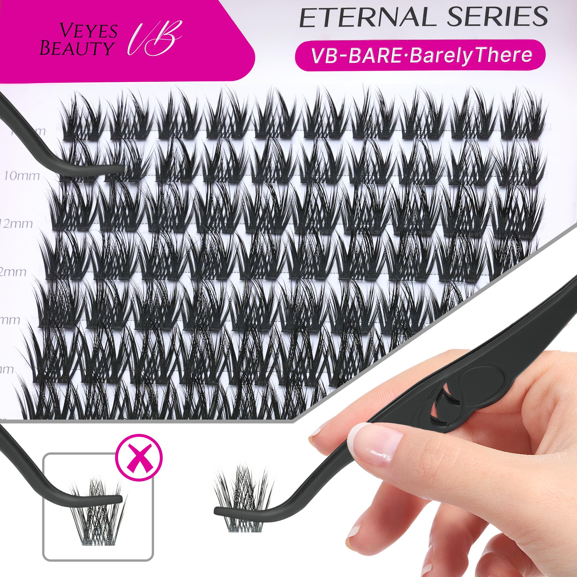 VEYESBEAUTY Wimpern Extensions Set Cluster Lash Extension BARE43 10-18mm