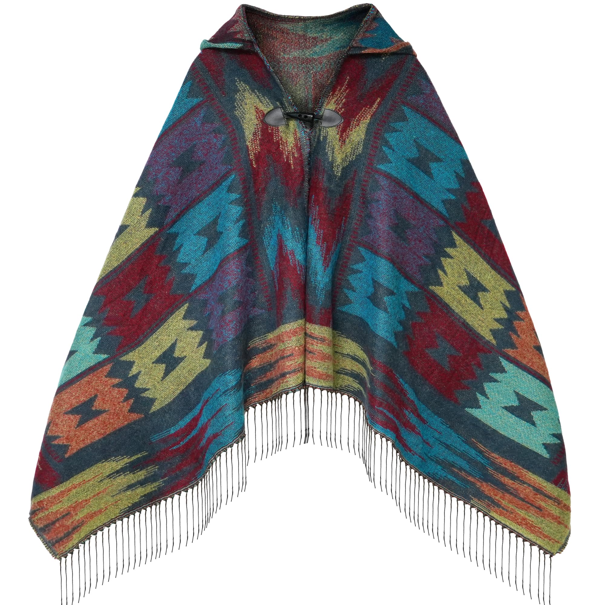 Uyuni Women's Bohemian Casual Shawl Fringe Poncho Cashmere Loose Vintage Patterned Cardigan