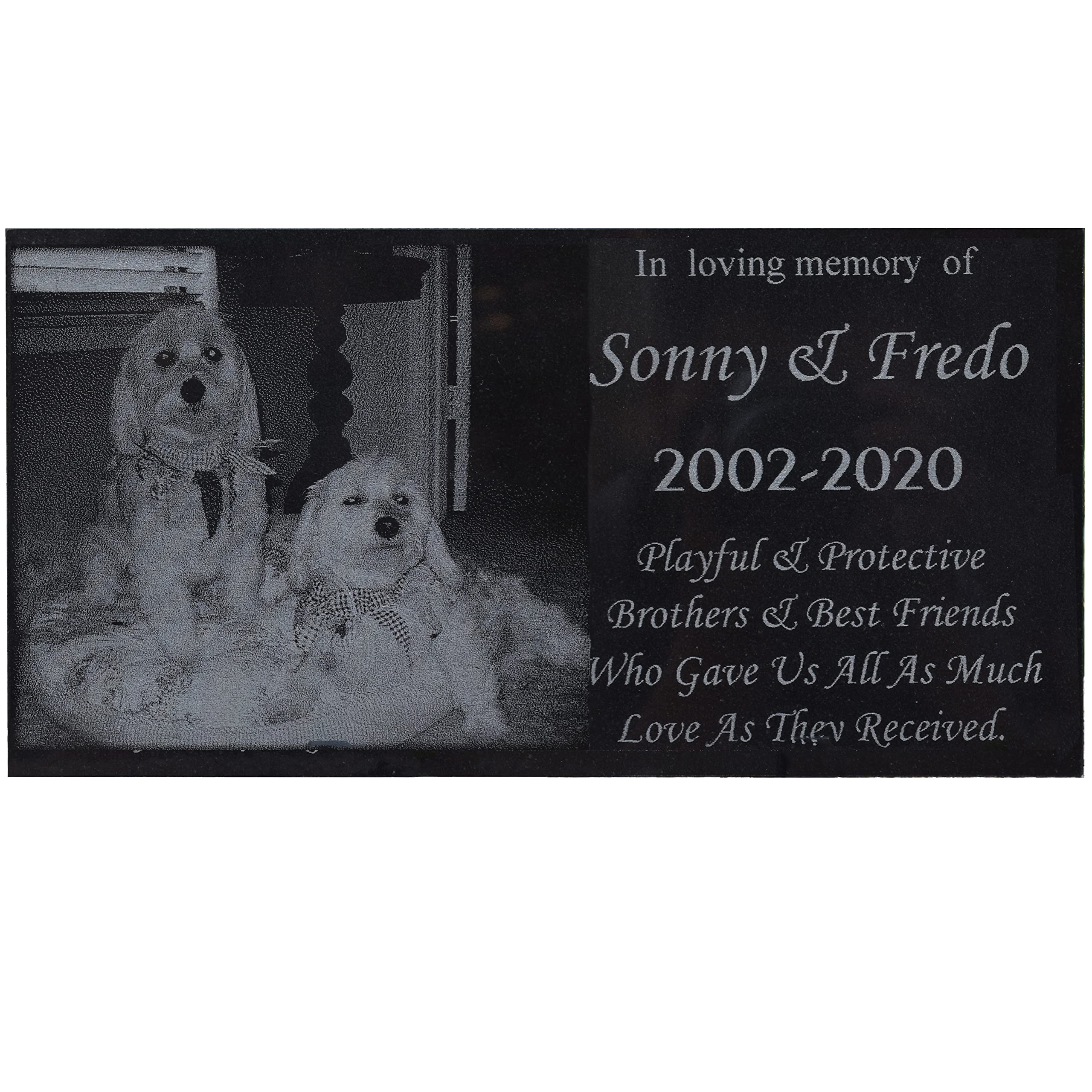 Runalp Dog Memorial Laser Engraved Granite Stone, Pet Memorial Headstone, Dog Memorial Marker with Picture, Customized