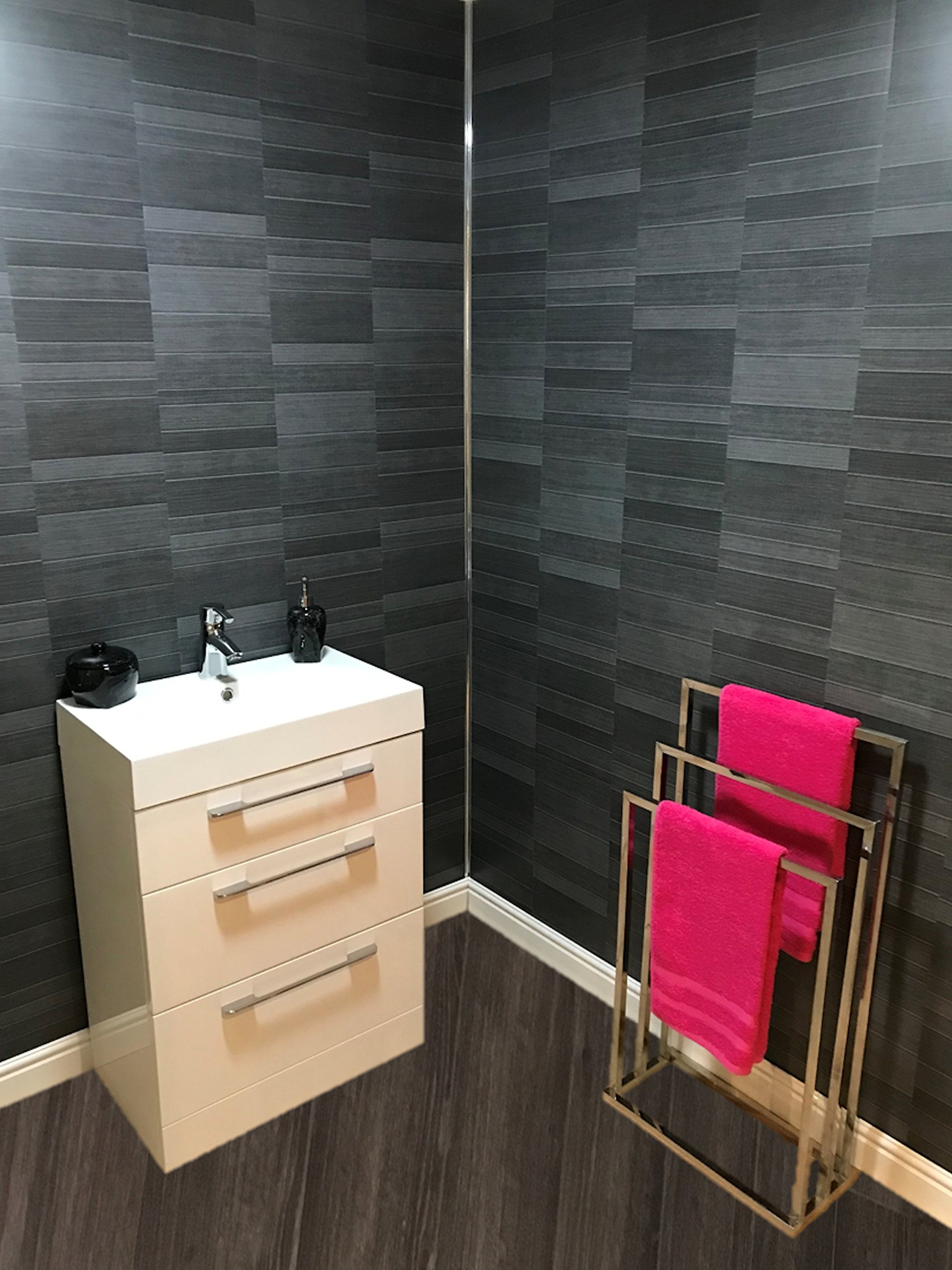 DBS Carbon Modern Tile Effect Bathroom Wall Panels Kitchen Cladding