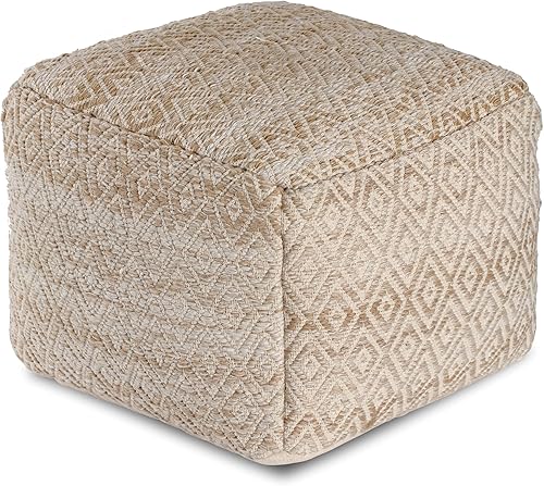 Miniatura 15 de Anji Mountain Puf otomano de 22 x 22 x 16 pulgadas, hecho a mano y hecho a mano, cómodo puf otomano para descansar los pies y decoración del hogar