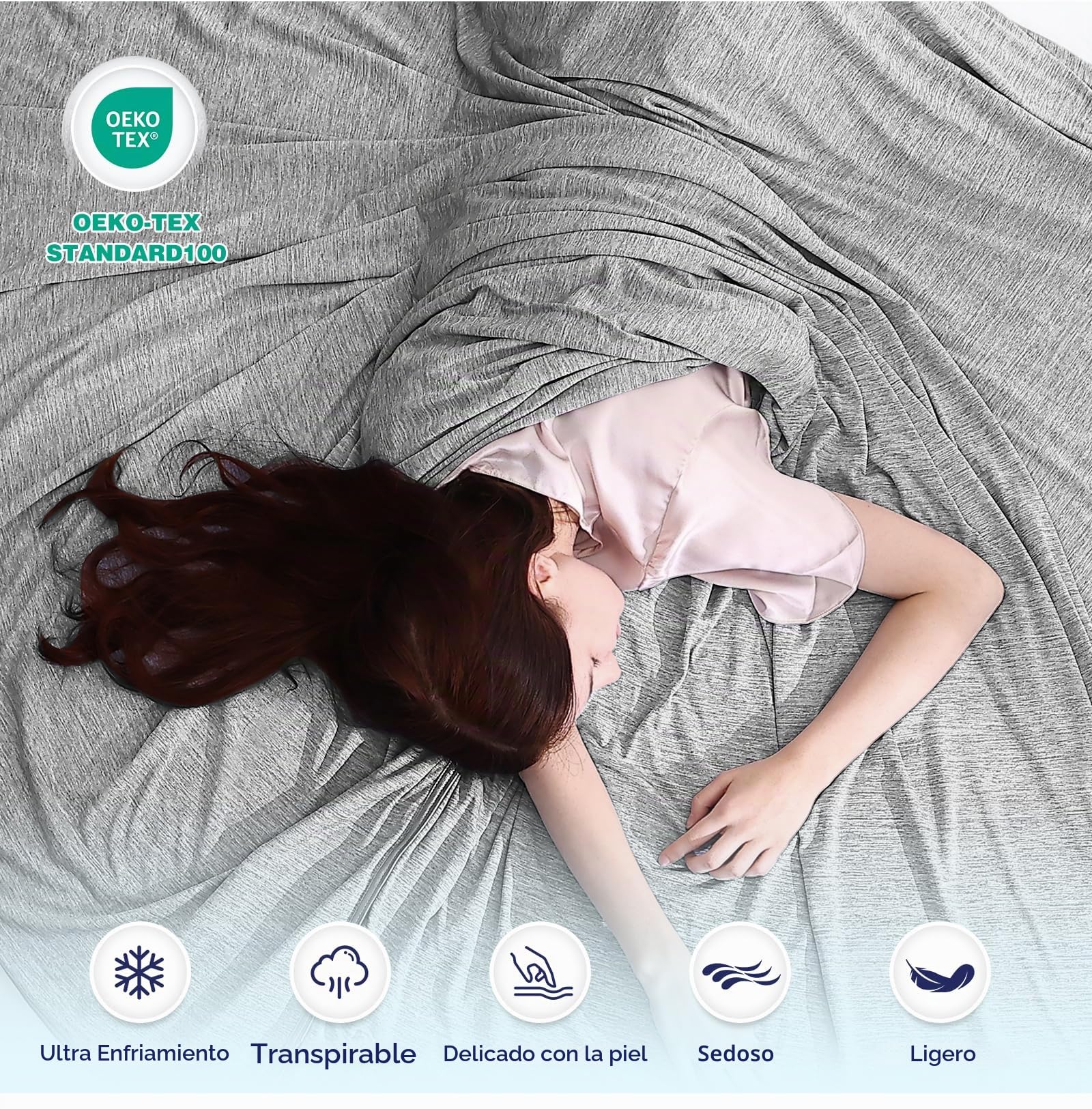 Luxear Manta Refrescante de Verano, ARC-Chill 3,0 Fibra Refrigerante Q-MAX 0,5 Manta Enfriamiento, de Doble Cara Fina Suave Transpirable Sabanas Enfriadoras, Sofa Adultos Bebés, Gris 200 x 220 cm