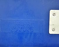 Vista 2 de Swing Set Stuff - Asiento de cinturón de goma comercial con cadenas y ganchos con logotipo SSS, columpio para patio de juegos, azul