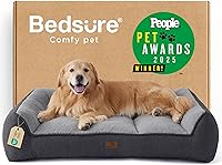 Vista 12 de Bedsure Cama ortopédica para perros de tamaño mediano, camas extra gruesas de apoyo para perros medianos con funda impermeable lavable, cómodo sofá