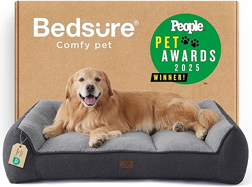 Bedsure XL Plus - Camas ortopédicas para perros de tamaño grande, sofá extra grueso de apoyo para perros con funda impermeable lavable, sofá cama