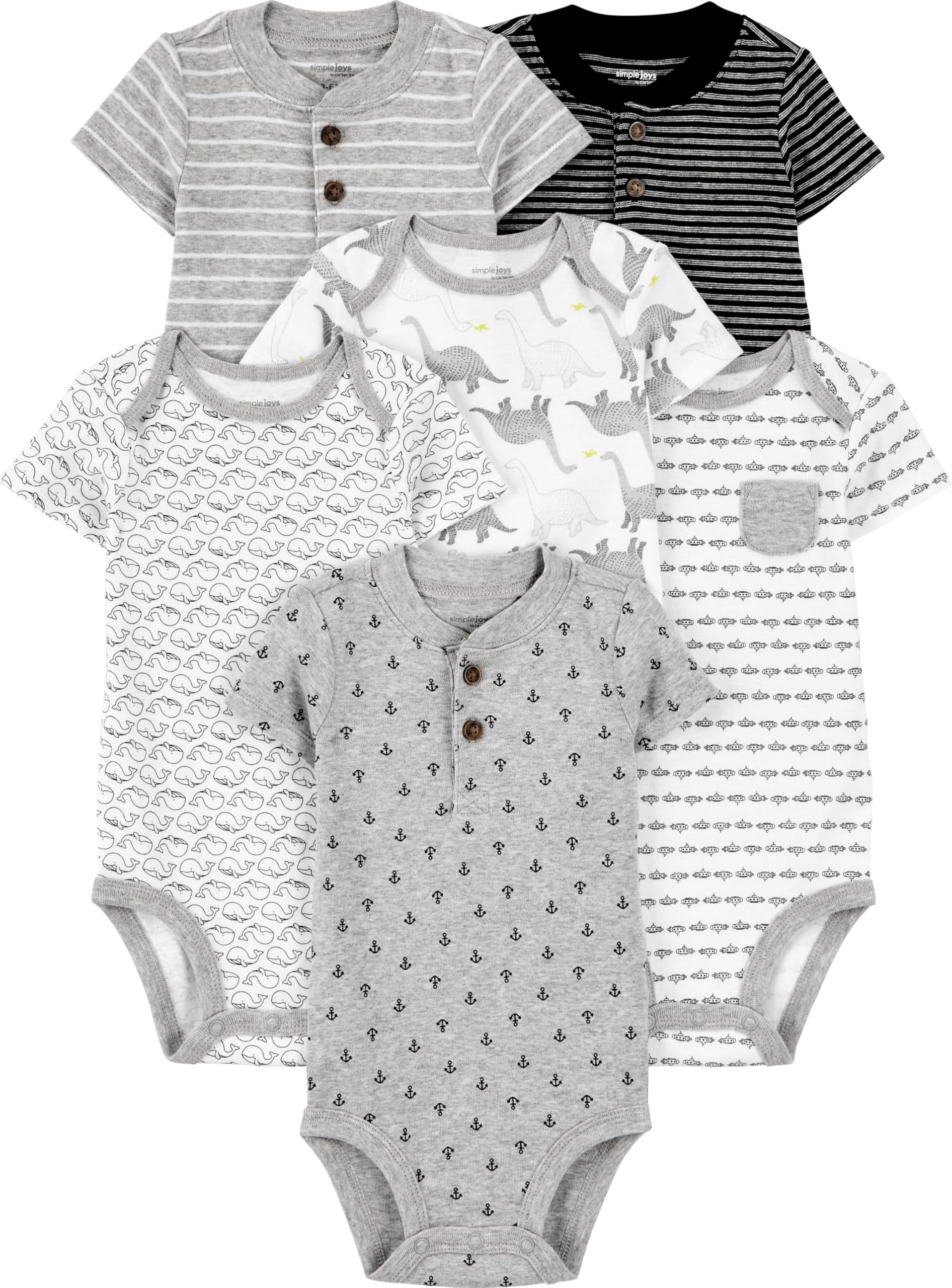 Baby Boys 6-Pack Short Sleeve Bodysuits Shirt