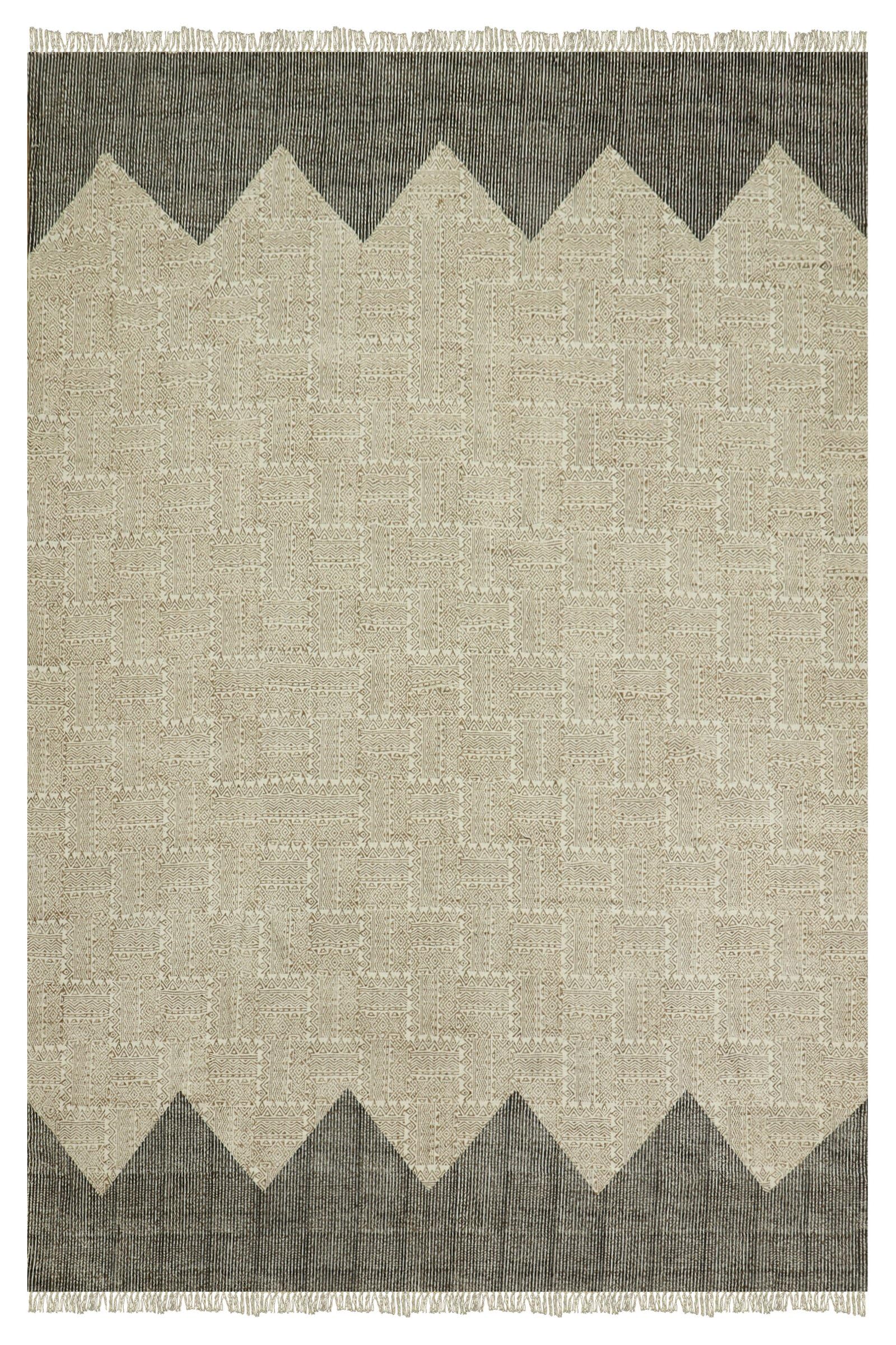 Tapis de cuisine facile à laver Enterway en coton tissé plat motif bleu et beige