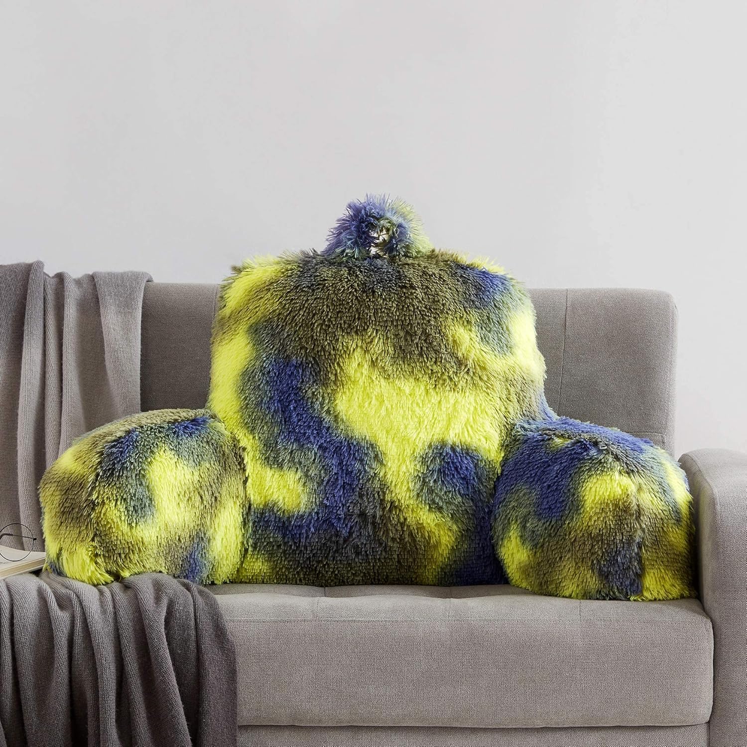 Fur Reading Pillow w/Unique Camo Colors, Fluffy Cozy Bed Rest Pillow Lounge Cushion with Arms for Adults & Kids, Back Pillow for Sitting in Bed Couch Chair, Functional Bed Wedge Pillows - Image 5