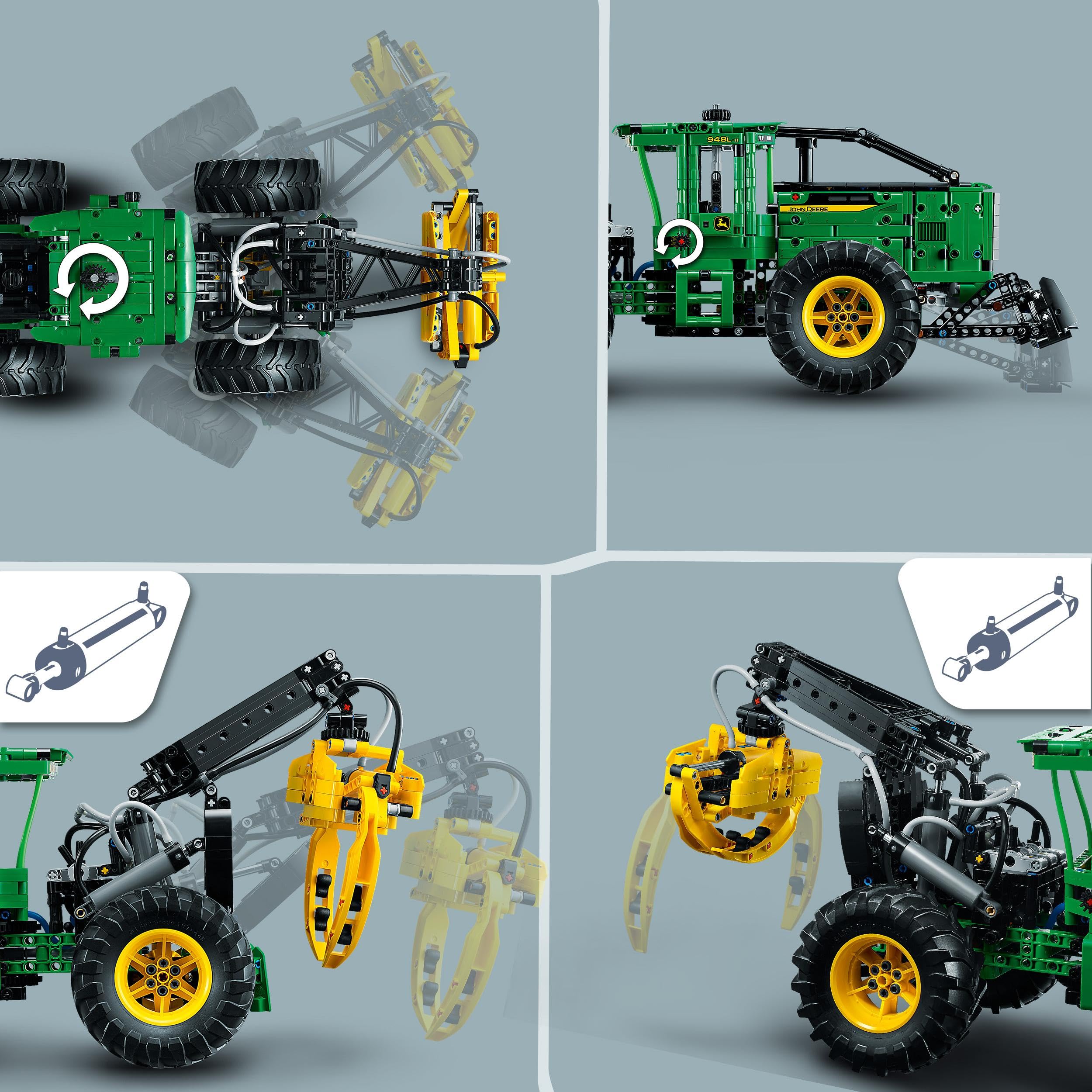 LEGO Technic John Deere 948L-II Skidder Set, großes 1.492-teiliges Baufahrzeug-Spielzeug mit pneumatischen Funktionen und 4-Rad-Antrieb, Modellbaukasten für Technikbegeisterte, Geschenkidee 42157
