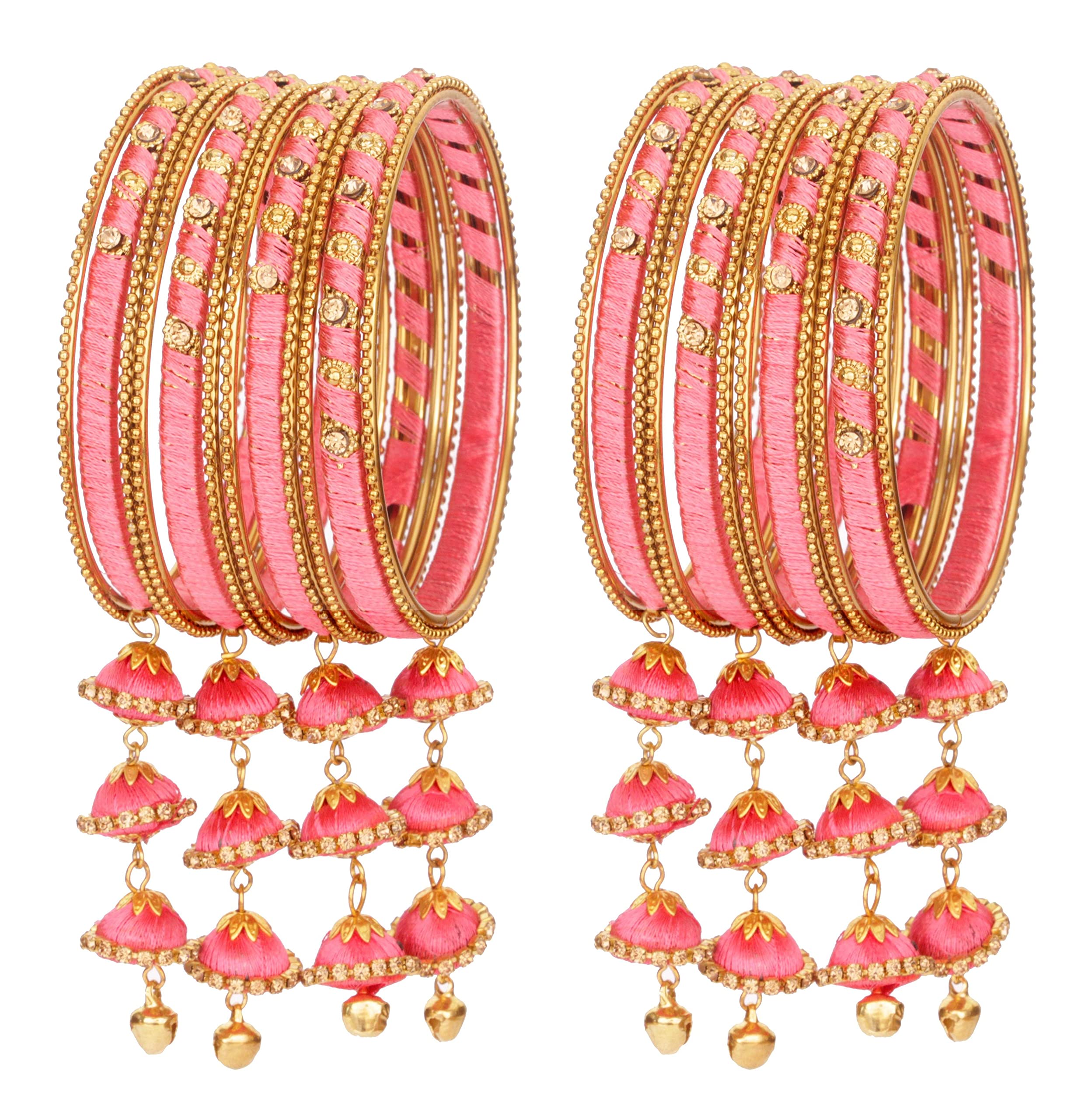 ZULKA Non Precious Metal and Silk Thread Latkan Bangle Set For Women/Girls, Pack Of 24 Bangles (2.8_Inch, Watermelon) (B098F716LY) Amazon Price History, Amazon Price Tracker