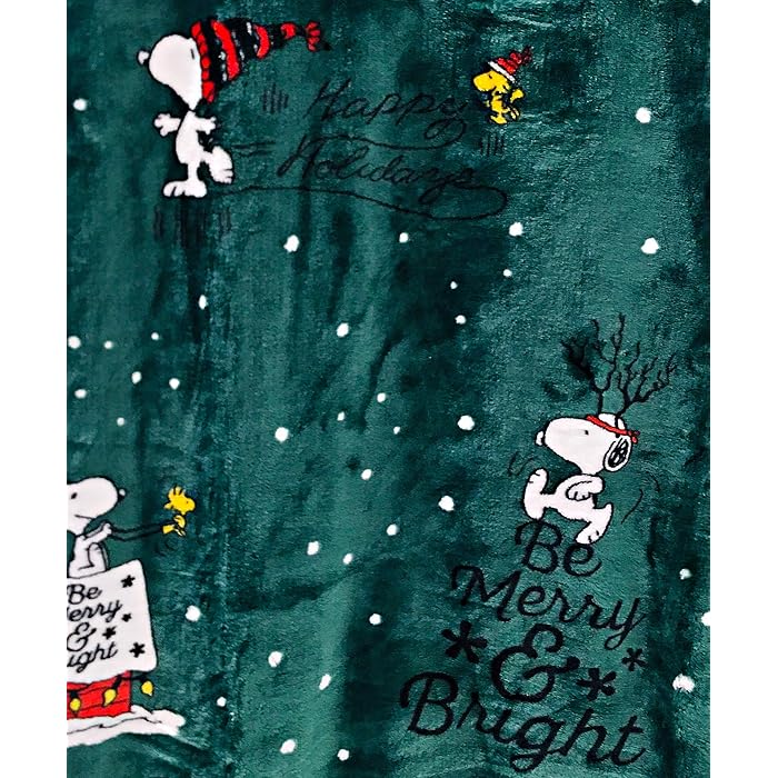 Buy Berkshire Blanket & Home Co. Peanuts Gang Snoopy & Woodstock Merry Christmas Happy Holidays
