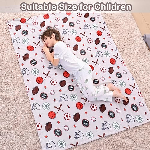 Miniatura 8 de Softan Manta de pelota de fútbol para niños, manta de franela suave y acogedora para niños y niñas, bonita manta infantil para sofá o cama, regalo