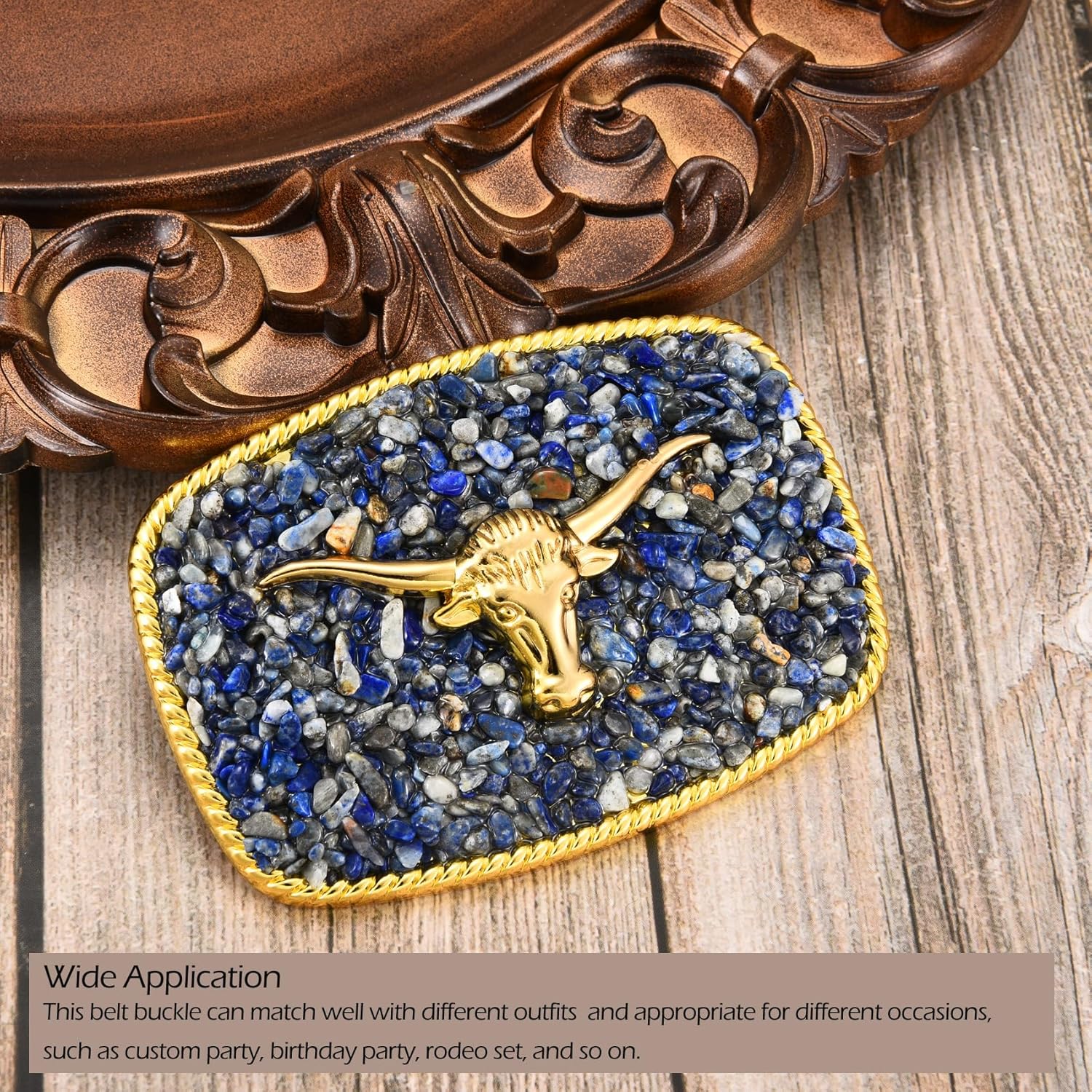 Western Belt Buckle for Men, Golden Horse Belt Buckle with Rubble Surface Women Jeans Accessory - Image 6