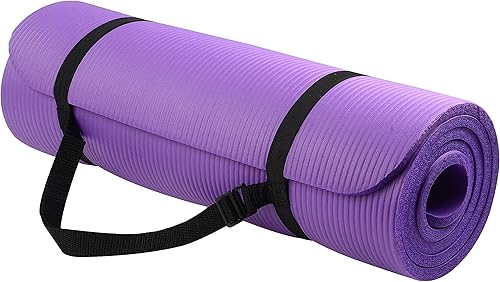 BalanceFrom - Tapete multiuso para practicar yoga, 12 de pulgada de grosor, extragrueso, alta densidad, antirrotura con correa de transporte y