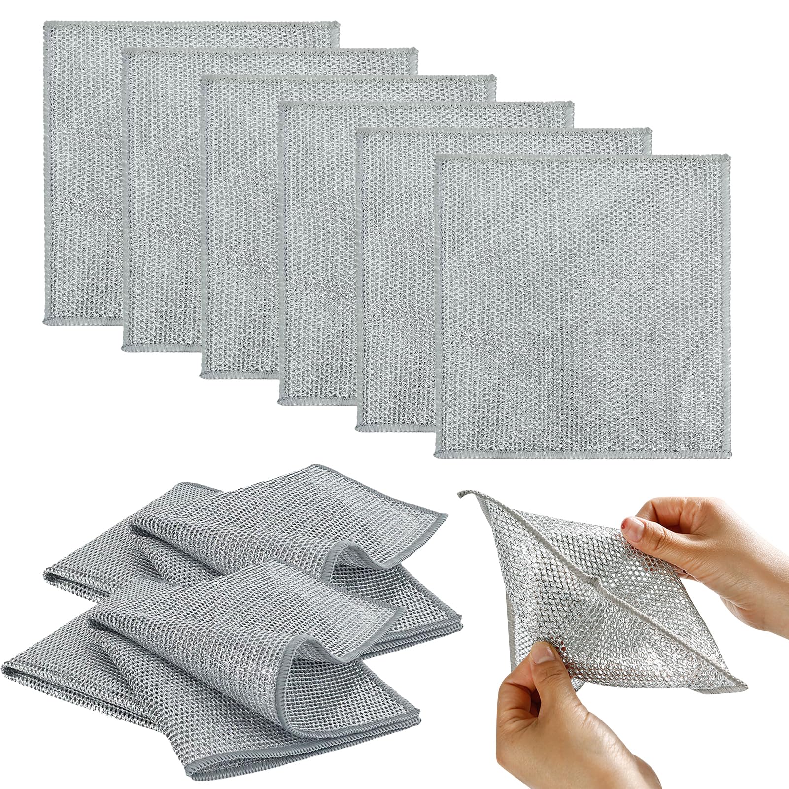 Durable Double Layer Non Scratch Wire Mesh Dishcloths 20x20cm 10 Pcs