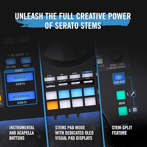 Miniatura 2 de RANE Cuatro controladores avanzados de 4 canales con ruedas de 8.5 pulgadas con pantallas, mezclador con FX interno, Serato DJ Pro y Pitch 'n Time