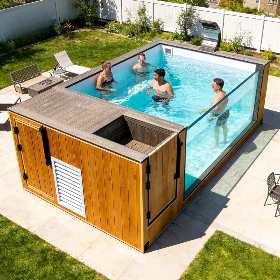 Shipping Container Pool for Backyard – Easy-to-Install, Durable, Compact Pool for Small Outdoor Spaces and Relaxation