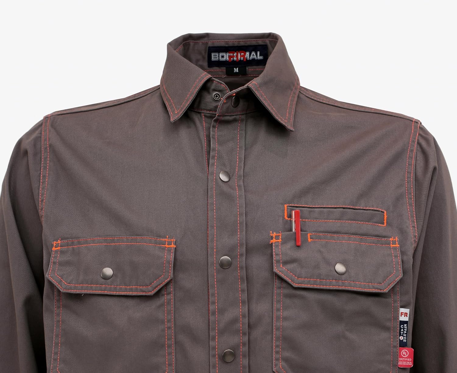 BOCOMAL FR Shirts for Men Snaps Down 7.5oz Water Repellent Fire Resistant Welding Jackets-NFPA2112 CAT2 - Image 5