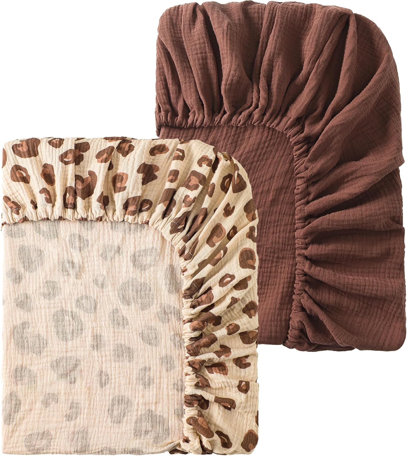 TADO MUSLIN Baby Crib Sheets 2 PCS, 100% Organic Cotton Fitted Crib Sheet for Standard Crib Mattress (52"x28"), Soft and Breathable for Girl and Boy