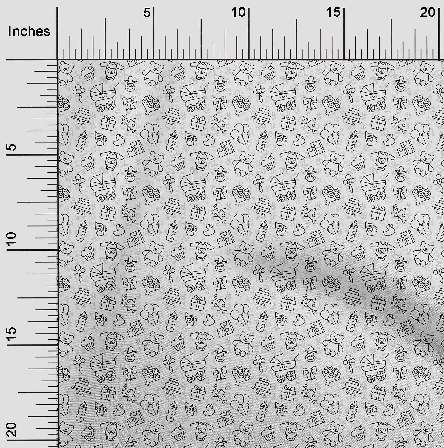 oneOone Cotton Flex Black Fabric Kids Cutie Animal Craft Projects Decor Fabric Printed by The Yard 40 Inch Wide-3