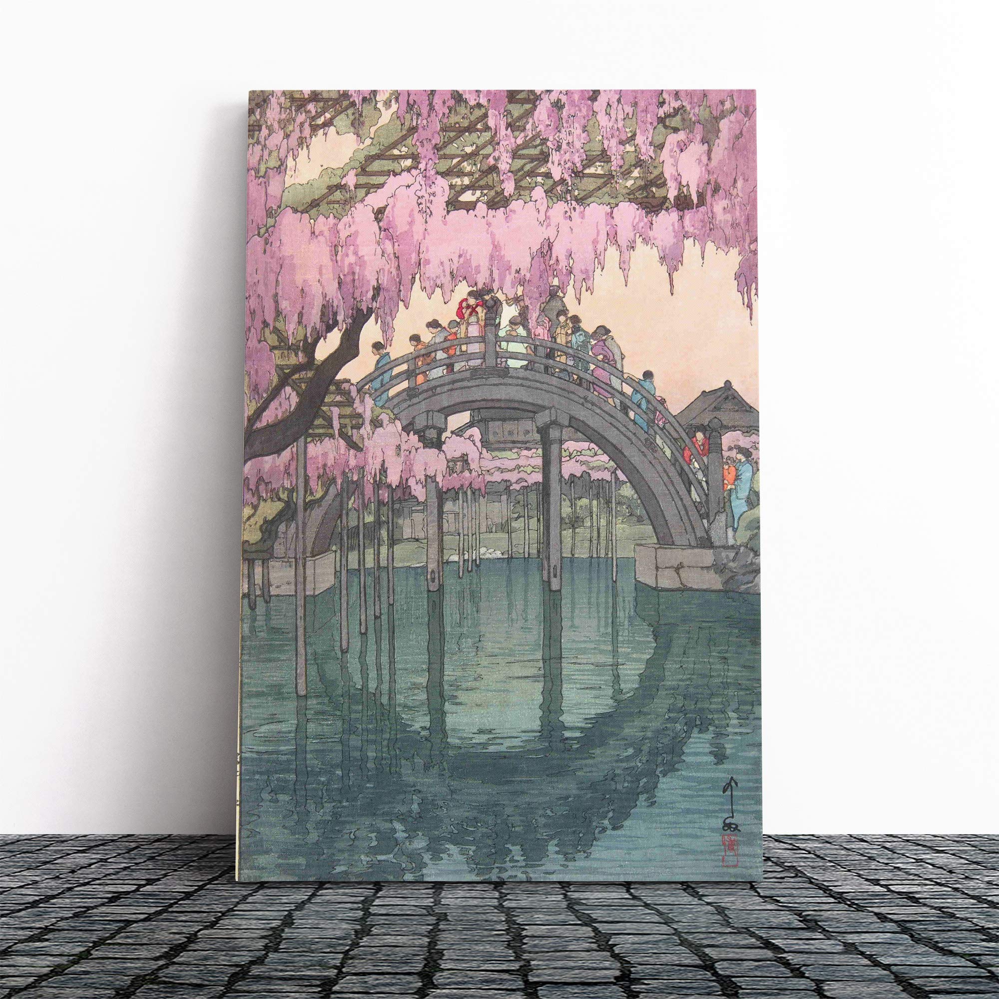 Yoshida Hiroshi Bridge Canvas Print | Gallery Wrapped 30mm Frame Wall Art | 24x16 inches | Ready to Hang | Modern Cityscape Picture | Living Room Bedroom Lounge Office
