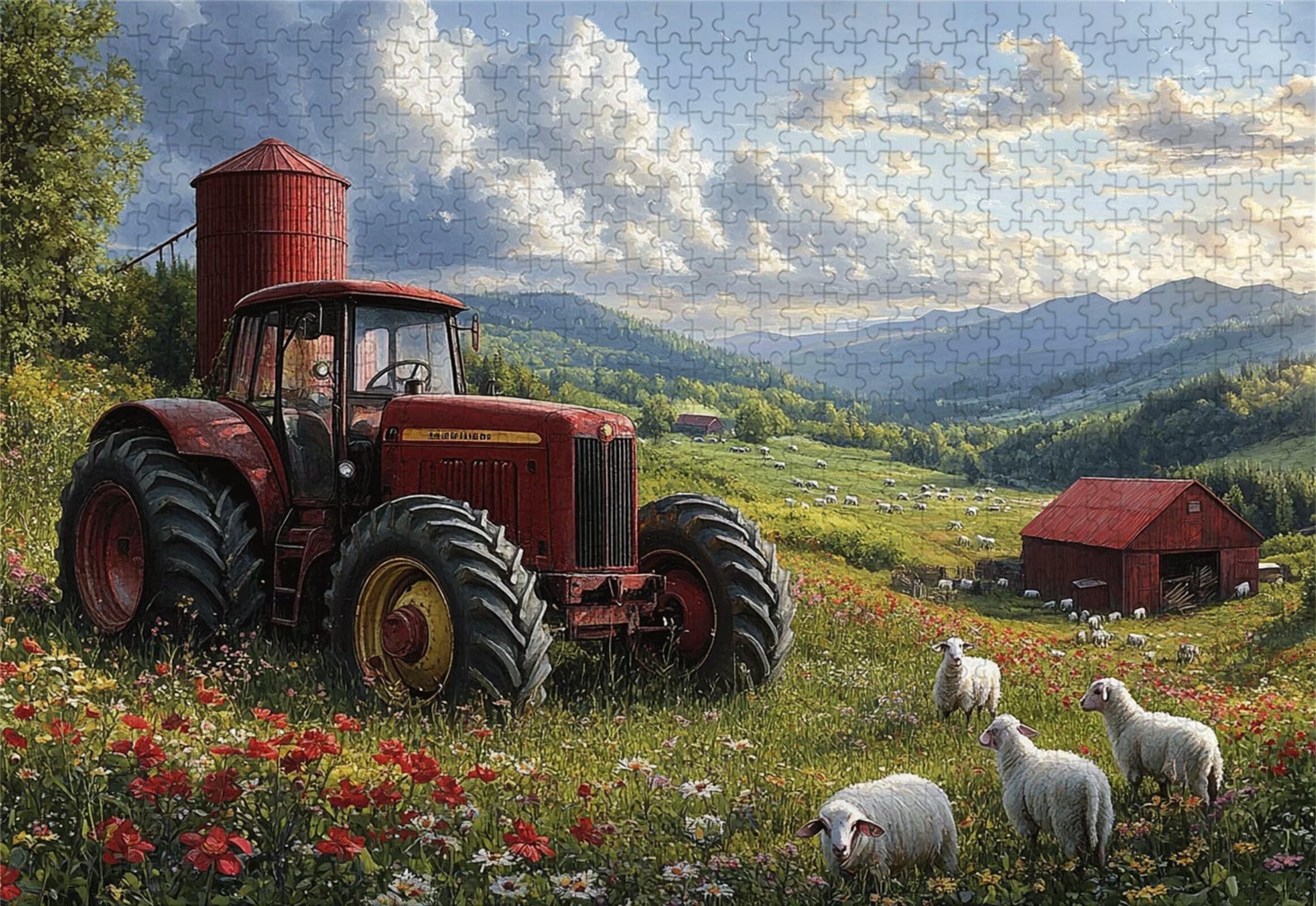 Traktor Puzzle 1000 sztuk Dorośli Krajobraz Klasyczne puzzle Panorama Trudno Niemożliwe Ogromna układanka Gra edukacyjna Wyzwanie Zabawka dla dzieci i dorosłych od 14 lat Prezent Mężczyzna Kobieta P