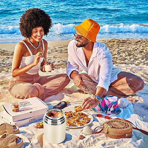 Vista 14 de Termo para comida caliente, tarro térmico de comida de 35 onzas, recipiente térmico de comida con boca ancha aislado con cuchara para adultos