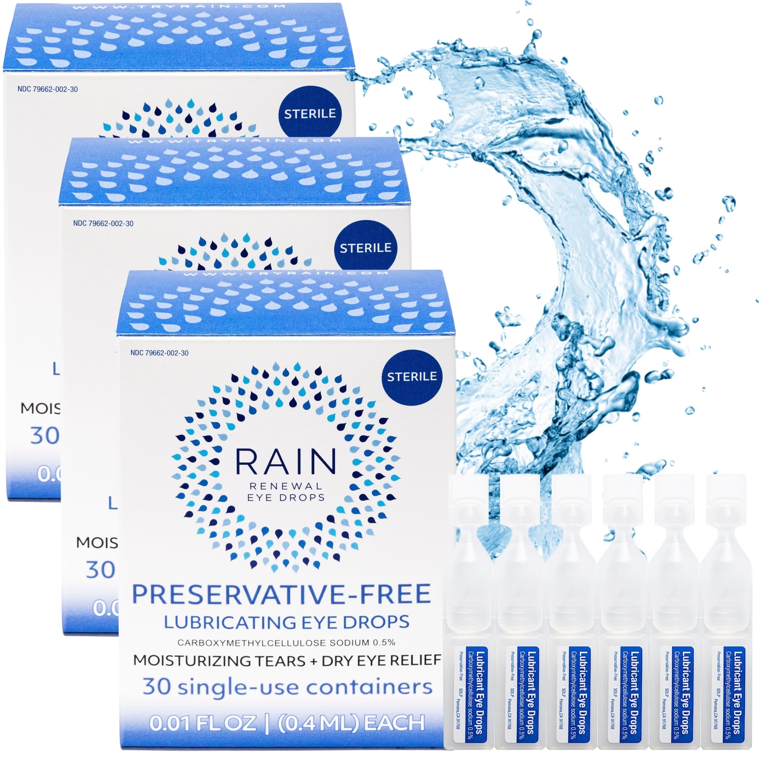 Rain - Preservative Free Eye Drops More Natural Eye Drops for Dry Eye Relief Proprietary Formula Relieves Dry