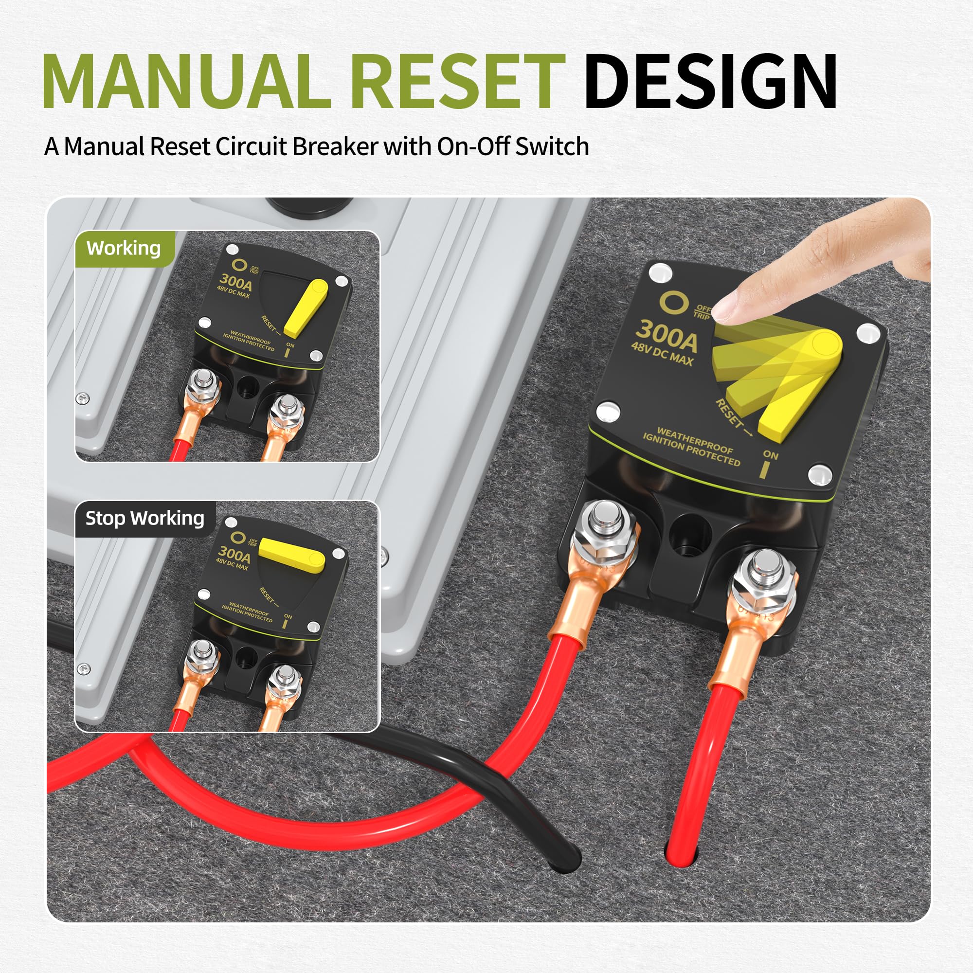 300 Amp Circuit Breaker 12V Automotive Replacement Circuit Breaker Switches & DC Manual Reset 1 Pack — Amazon image 4