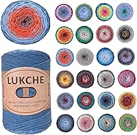 LUKCHE 2mm Multicolor Cotton Macrame Cord 246 Yards Rainbow Rope for Crochet Bags Wall Hangings Crafts