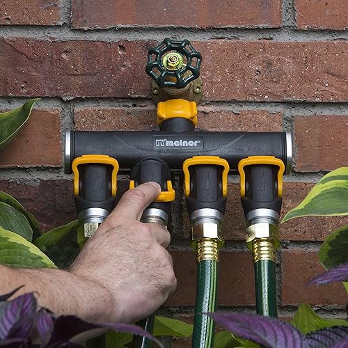 Miniatura 2 de Melnor 65135AMZ - Conector de válvula de flujo de palanca de 4 vías, amarillo, negro