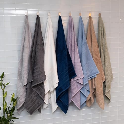 Miniatura 8 de Lujoso paquete de 10 toallas de baño turcas XL de lujo, toalla y tapete para la cara, color gris carbón (gris oscuro) de 700 GSM y viscosa de bambú