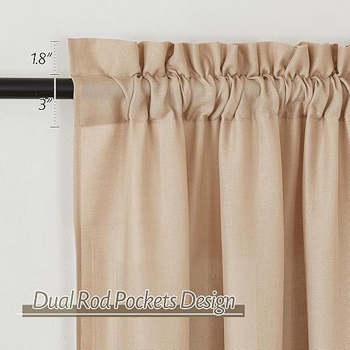 Miniatura 2 de RYB HOME Cortina de Lino Transparente de Lino Reductora de Luz, Cortinas de Privacidad Semitransparentes Transpirables Largas para Sala de Estar,