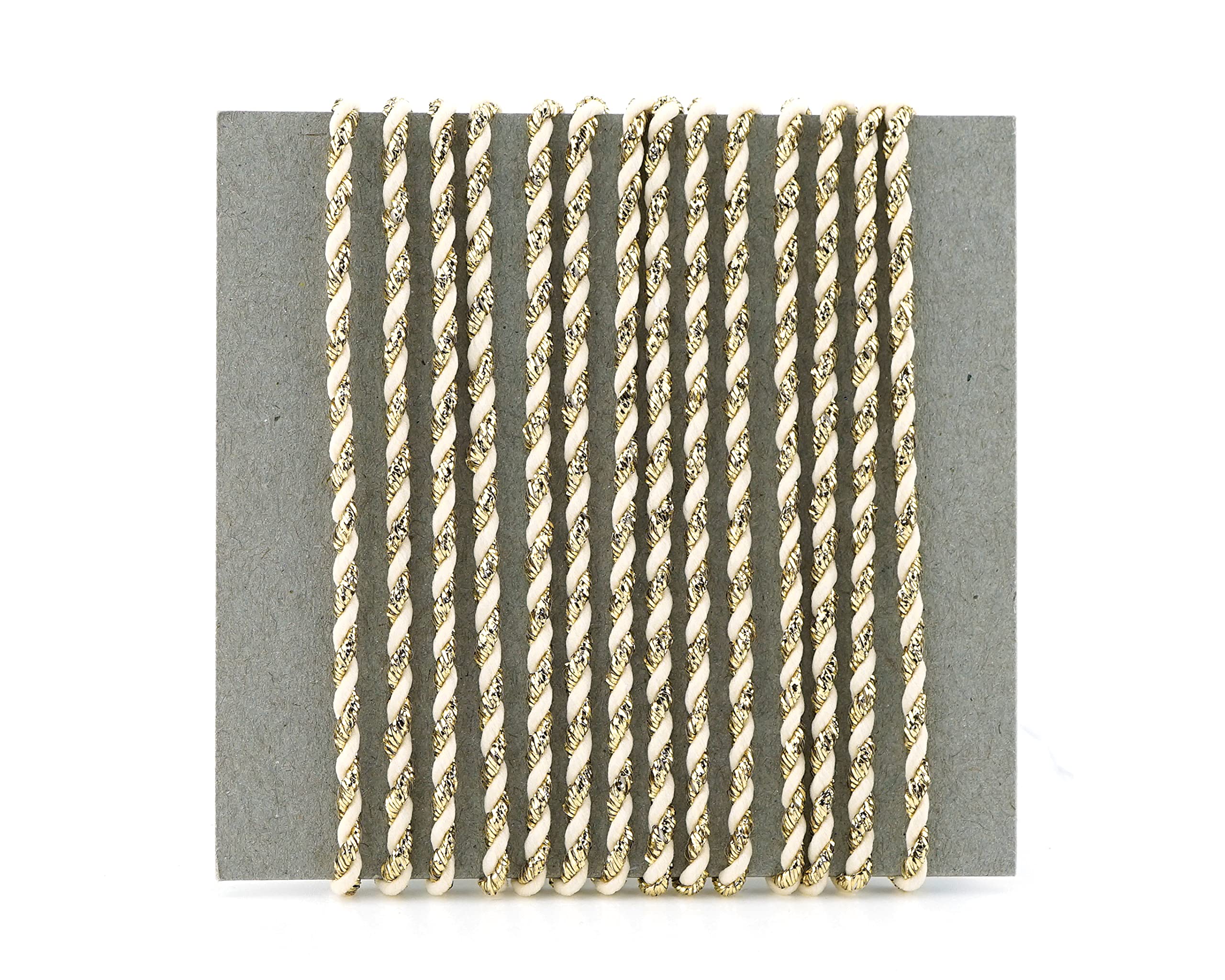 25 Metri Di Corda Glitter Oro Crema, 3 Mm, Nastro In Lurex Bicolore, Per Confezioni Regalo E Decorazioni Fai Da Te