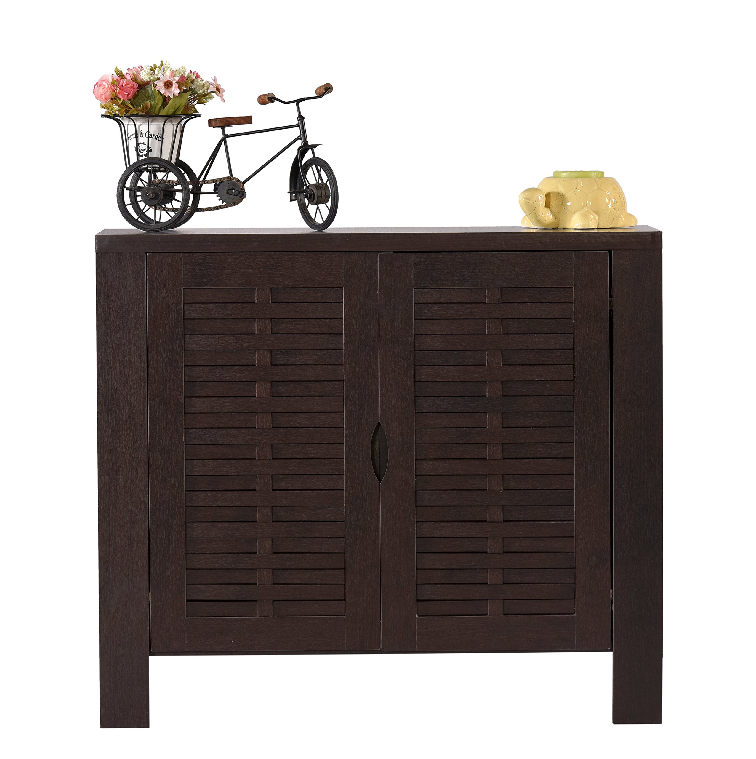 DeckUp Reno 2-Door Engineered Wood Shoe Rack (Dark Wenge, Matte Finish)