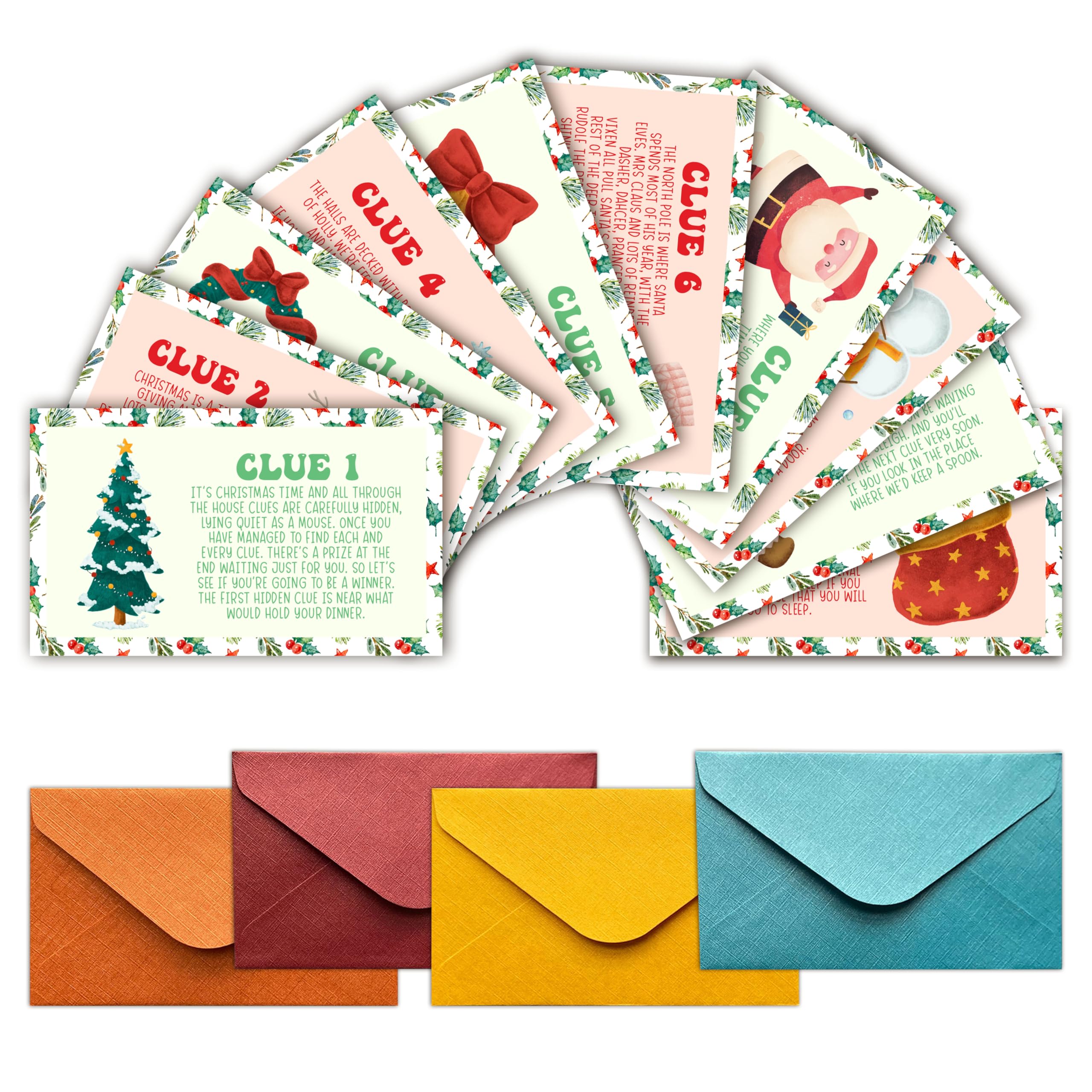 pseuaudo Christmas Scavenger Hunt Game, Christmas Games for Family Treasure Riddle Hunt Game Activities, Christmas Indoor Outdoor Party Games Supplies Activities for Family Friends Gamer, A004